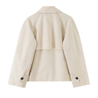 Women's short-cut trench jacket with asymmetric button placket and shirt collar Fashion Glam