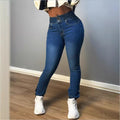 Women high-waisted shaping skinny jeans with double waistband closure and adjustable ankle drawstring Fashion Glam