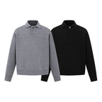 Men's Boxy Knit Sweater with Polo Collar and Half Button Placket Fashion Glam