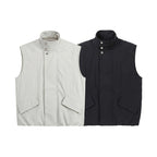 Unisex Boxy Padded Sleeveless Vest with High Stand-Up Collar, Hidden Snap Button Placket and Flap Pockets Fashion Glam
