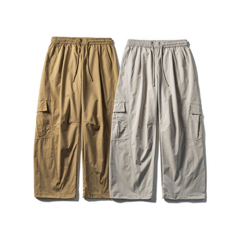 Men's Loose Cargo Pants with Elastic Waistband, Drawstring and Functional Side Pockets Fashion Glam