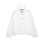 Women Oversize Blouson Jacket with Stand-Up Collar and Snap Front Fashion Glam