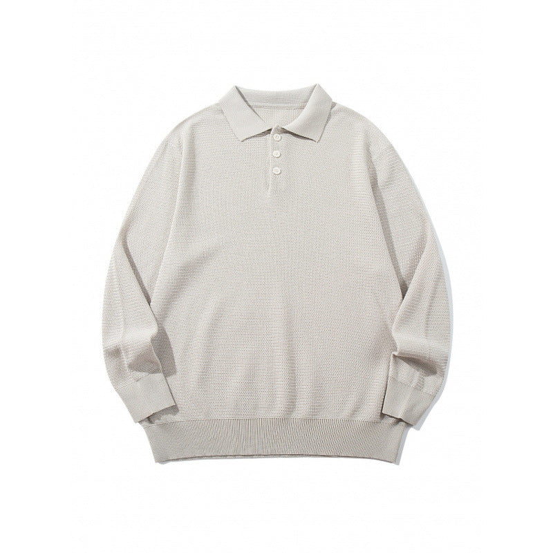 Unisex Boxy Fine Knit Polo Shirt with Henley Placket, Ribbed Cuffs and Raglan Sleeves Fashion Glam