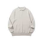 Unisex Boxy Fine Knit Polo Shirt with Henley Placket, Ribbed Cuffs and Raglan Sleeves Fashion Glam