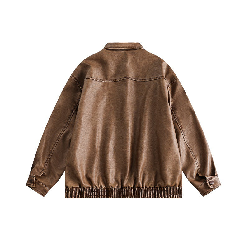 Unisex Boxy Overshirt Jacket in Vintage Suede Look with Elastic Hem and Concealed Snap Placket Fashion Glam