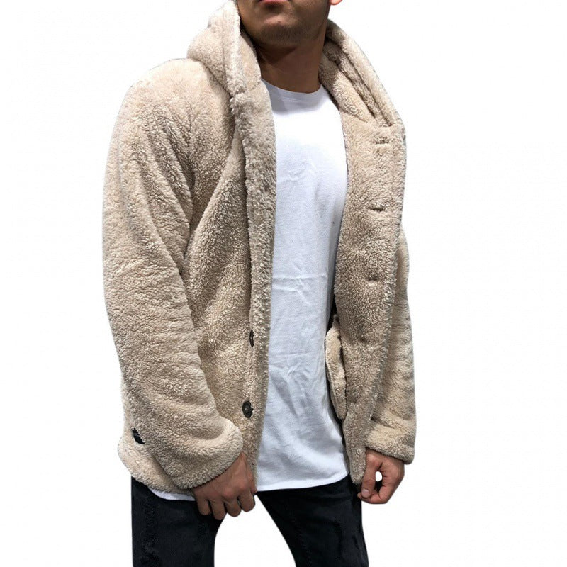 Men's oversized sherpa-style teddy jacket with button placket Fashion Glam