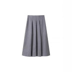 Women's Tailored Wool Blend Suit with Short Blazer and Pleat-Like Midi Skirt Fashion Glam
