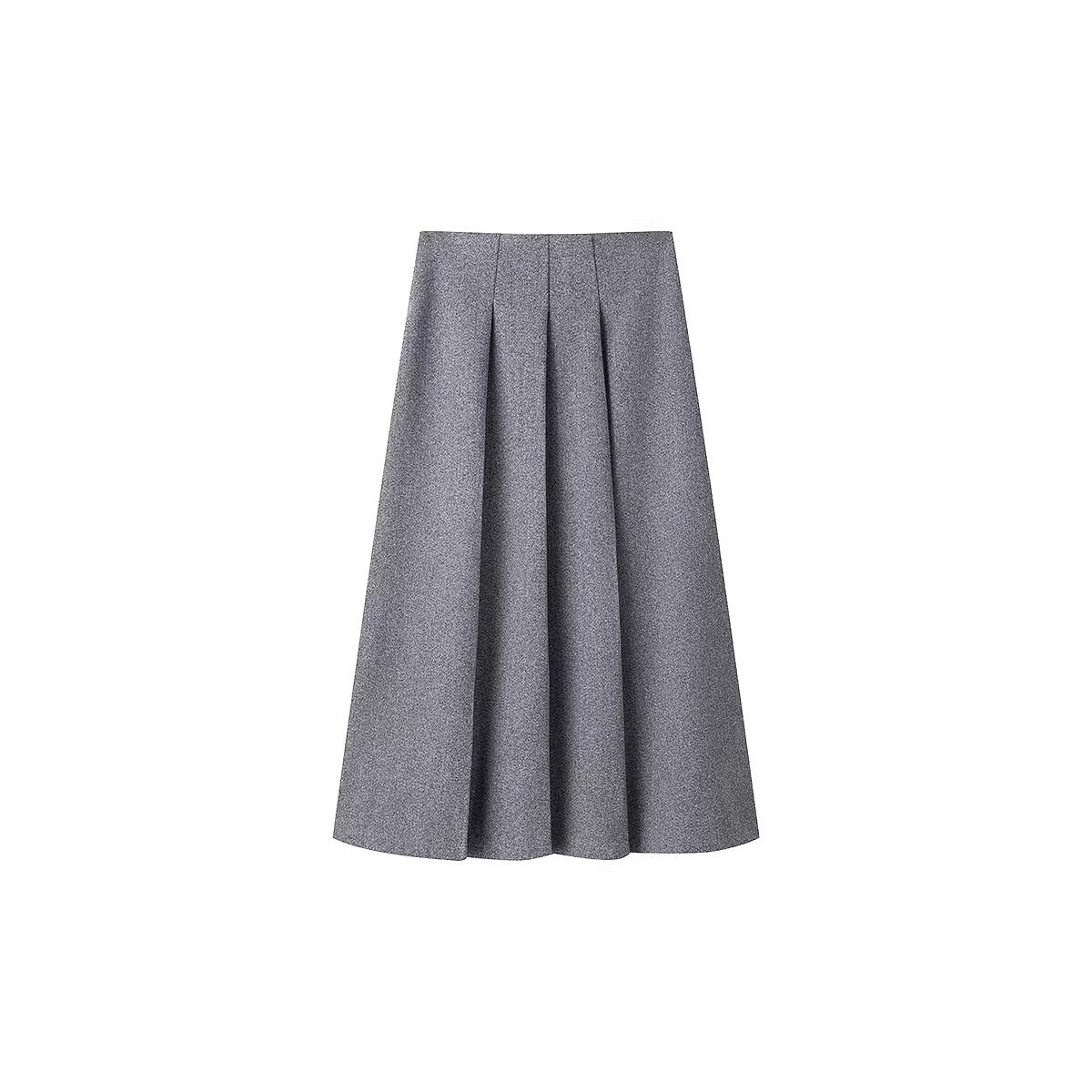 Women's Tailored Wool Blend Suit with Short Blazer and Pleat-Like Midi Skirt Fashion Glam