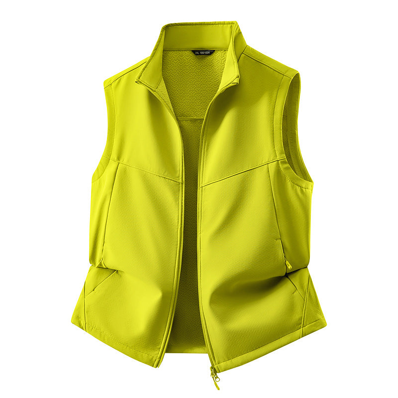 Women's Sleeveless Softshell Vest with Stand-Up Collar, Stretch Lining and Two-Way Zipper Fashion Glam
