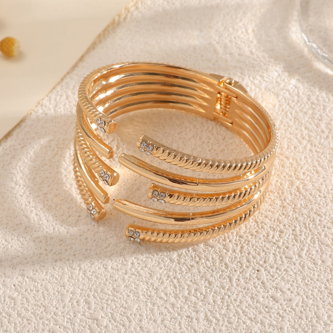 Women's Open Bangle with Modern, Layered Design Fashion Glam