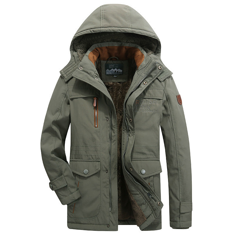 Men's insulated parka with teddy lining, hood and multifunction pockets Fashion Glam