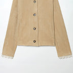 Women's Cropped Velvet Jacket with Lace Collar and Lace Cuffs Fashion Glam