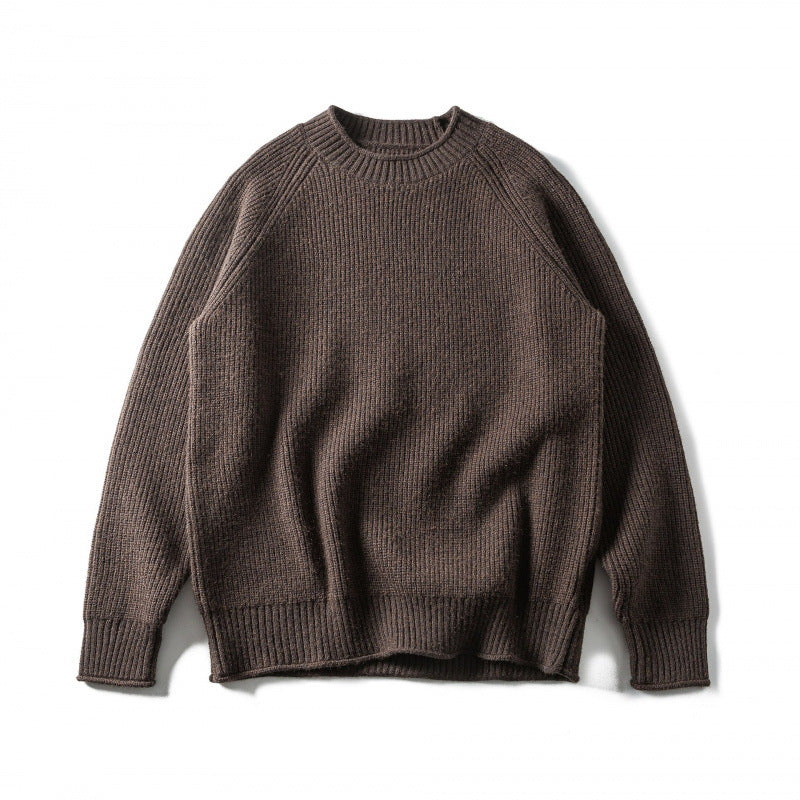Unisex Coarse Knitted Round Neck Sweater in Oversized Boxy Cut with Raglan Sleeves Fashion Glam