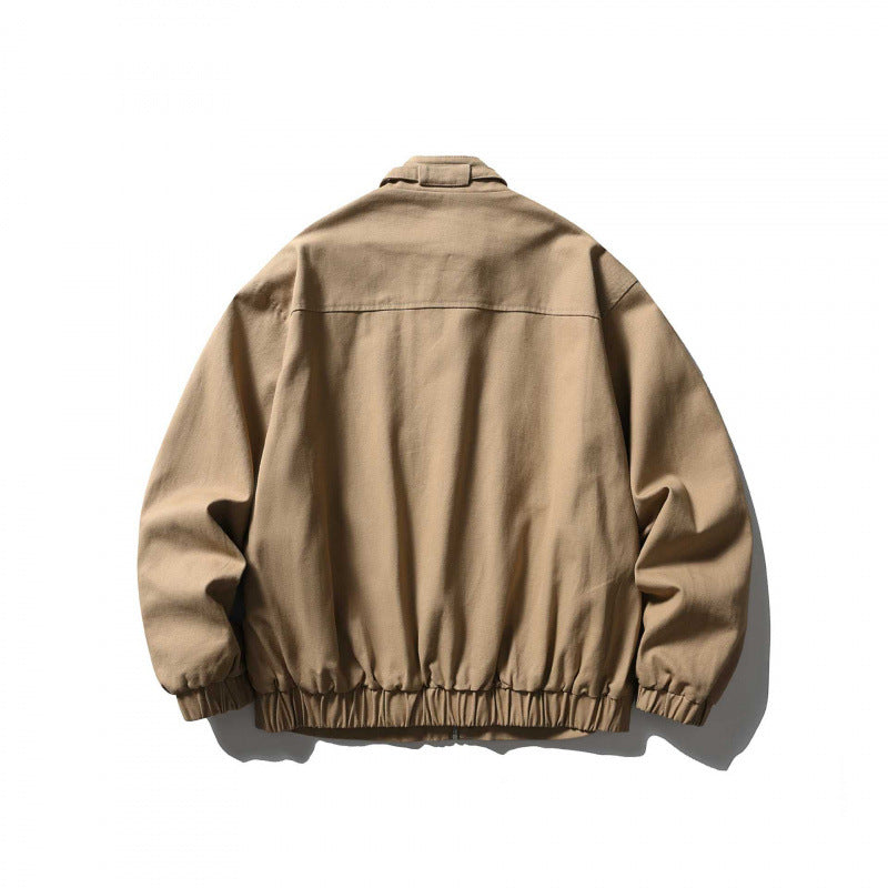 Men's short blazer in a minimalist worker look made of heavy canvas with stand-up collar Fashion Glam