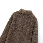 Women's Oversized Faux Fur Teddy Jacket with Shawl Collar and Lined Interior Fashion Glam