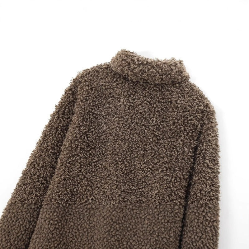Women's Oversized Faux Fur Teddy Jacket with Shawl Collar and Lined Interior Fashion Glam