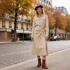 Ladies' shirt dress with knot tie belt, flap pockets and slim waist Fashion Glam