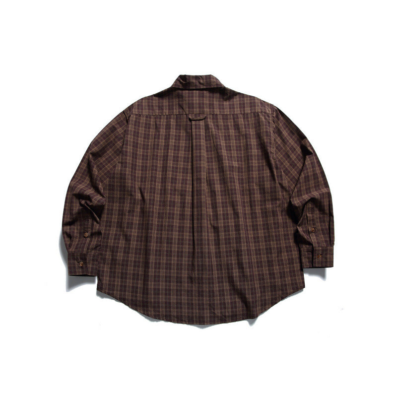 Men's Oversized Checkered Button-Down Shirt with Chest Pocket and Rounded Hem Fashion Glam
