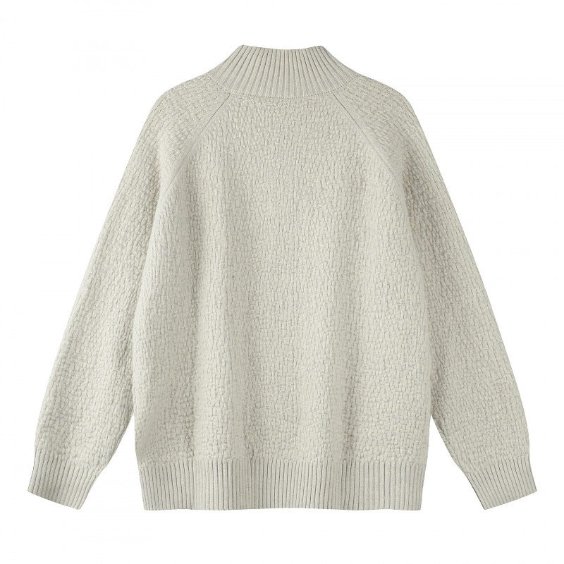 Unisex Structured Half-Zip Knit Sweater with Henley Button Placket and Raglan Sleeves Fashion Glam