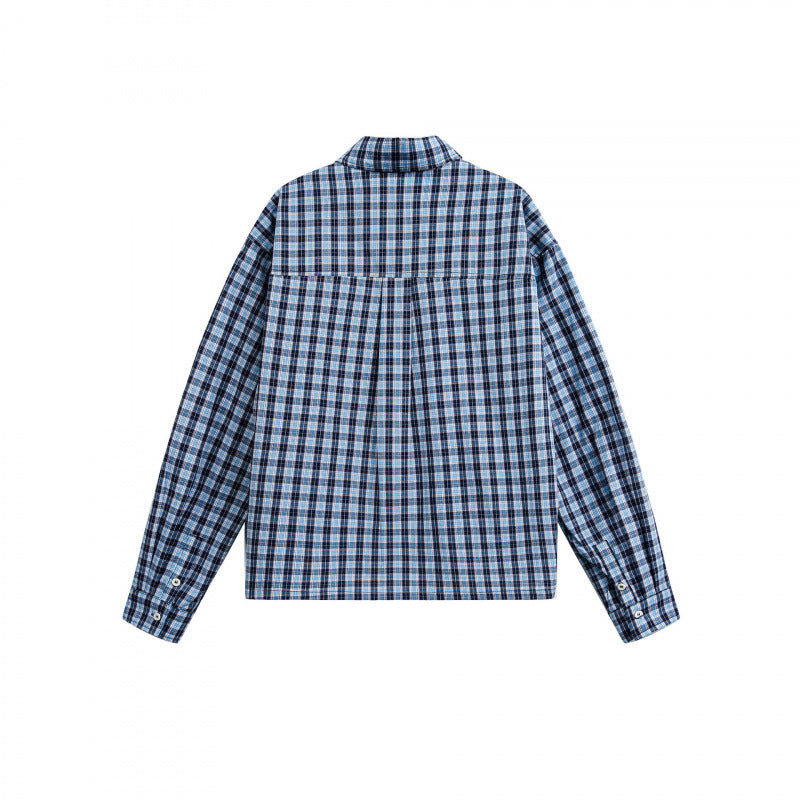 Unisex Checked Overshirt in Boxy Cut with Continuous Button Placket and Chest Pocket Fashion Glam