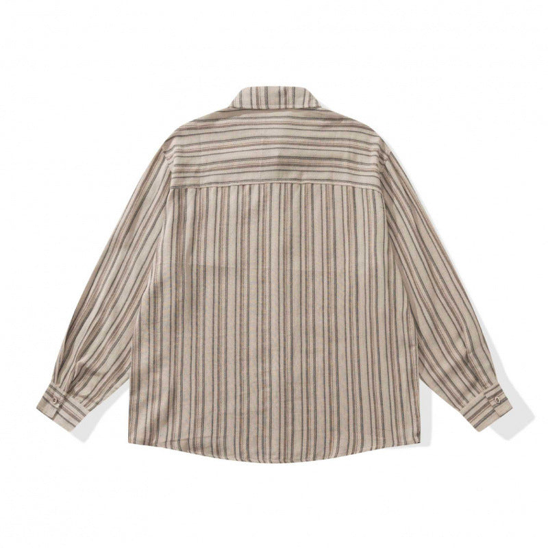 Unisex Oversize-Longsleeve Shirt with Vertical Striped Pattern and Chest Pocket Fashion Glam