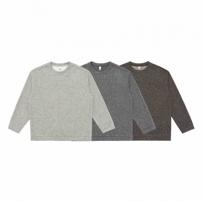 Unisex Oversized mottled knit sweater in boxy cut with round neck Fashion Glam