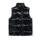 Men's Shiny Quilted Stand Collar Vest with Thermal Filling Fashion Glam