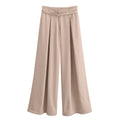Women’s Palazzo Trousers with Pleats, Extra Wide Leg and Fine Tie Belt Fashion Glam