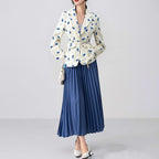 Ladies Tailored Wrap Blazer with Shoulder Pads and Tying Belt Fashion Glam