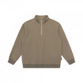 Unisex Oversize Waffle Structure Half-Zip Sweater with Stand-Up Collar Fashion Glam