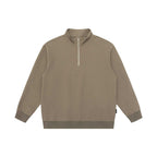 Unisex Oversize Waffle Structure Half-Zip Sweater with Stand-Up Collar Fashion Glam