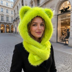 Women's hooded scarf with bear ears and integrated loop scarf Fashion Glam