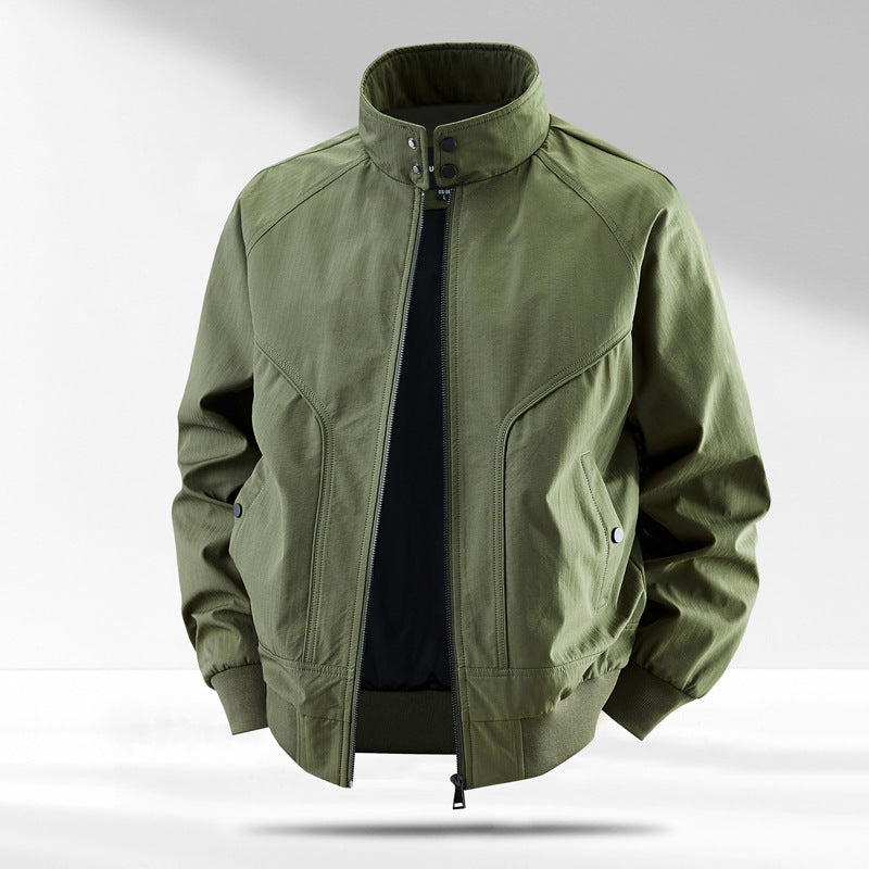 Men's windproof quilted bomber jacket with stand collar, ribbed cuffs, and padded lining Fashion Glam