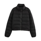 Ladies short quilted down look quilted jacket with stand-up collar and elastic cuffs Fashion Glam