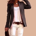 Women Tailored Single-Button Blazer with Patch Pockets Fashion Glam