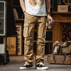 Men's cargo pants in utility look with multifunctional pockets and drawstring Fashion Glam
