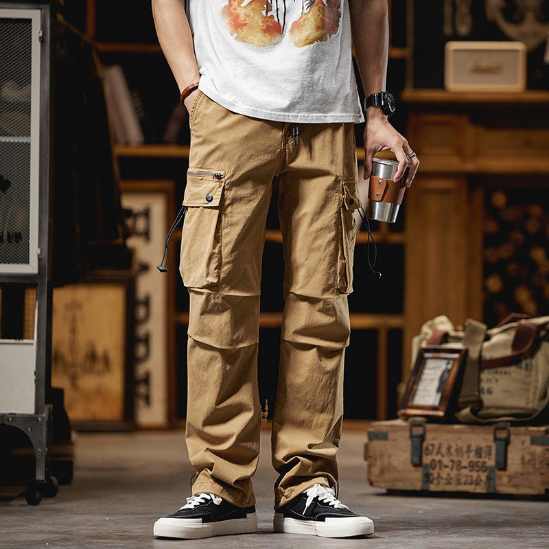 Men's cargo pants in utility look with multifunctional pockets and drawstring Fashion Glam