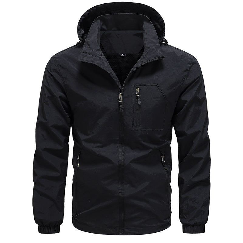 Men's Breathable Ultralight Wind and Rain Jacket with Mesh Lining and Concealed Chest Pocket Fashion Glam