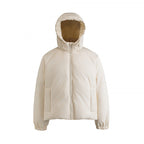Women's Lightweight Boxy Quilted Hoodie Jacket with Drawstring, Concealed Zipper and Elastic Cuffs Fashion Glam