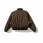 Unisex Short Cut Volume Bomber Jacket with High Ribbed Collar, Concealed Press Stud Placket and Rounded Flap Pockets Fashion Glam
