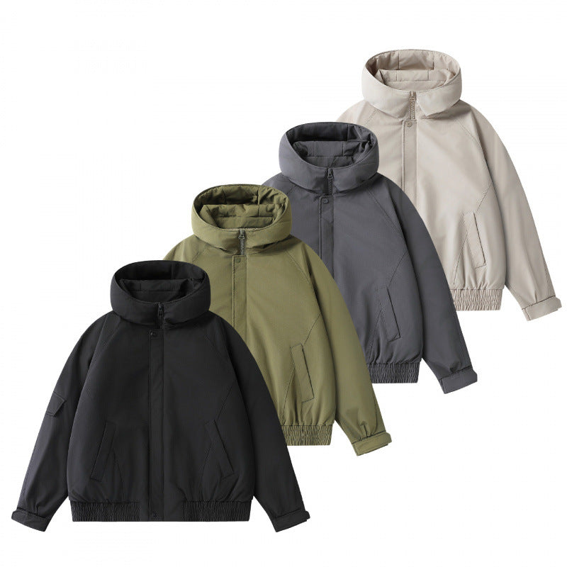 Unisex Boxy padded transition jacket with high stand-up collar, quilted lining, and elastic hem Fashion Glam