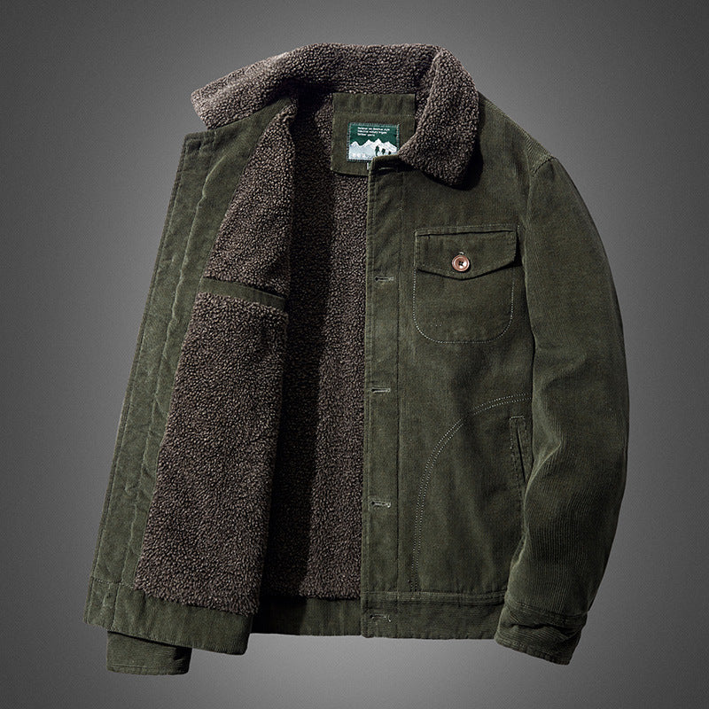 Men's cord jacket with sherpa lining, shirt collar and pocket detail Fashion Glam