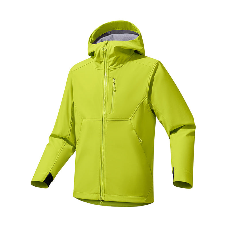 Men's softshell hooded sweatshirt jacket with stretch windbreak, ergonomic cut and chest zipper Fashion Glam