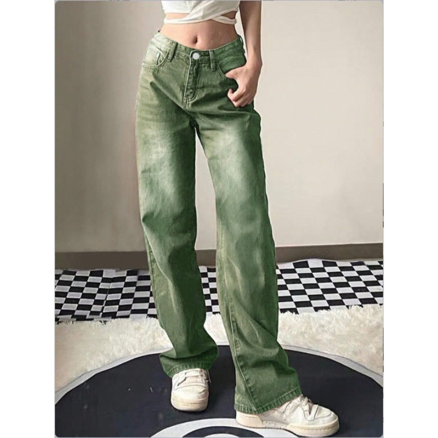 Women High-Waist Relaxed-Straight Denim Trousers with Wide Leg Fashion Glam