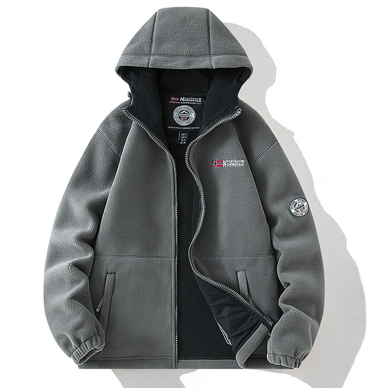 Women's Hooded Fleece Jacket with Warm Teddy Lining and Zipper Fashion Glam
