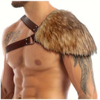 Men's shoulder strap with faux fur padding and adjustable leather strap Fashion Glam