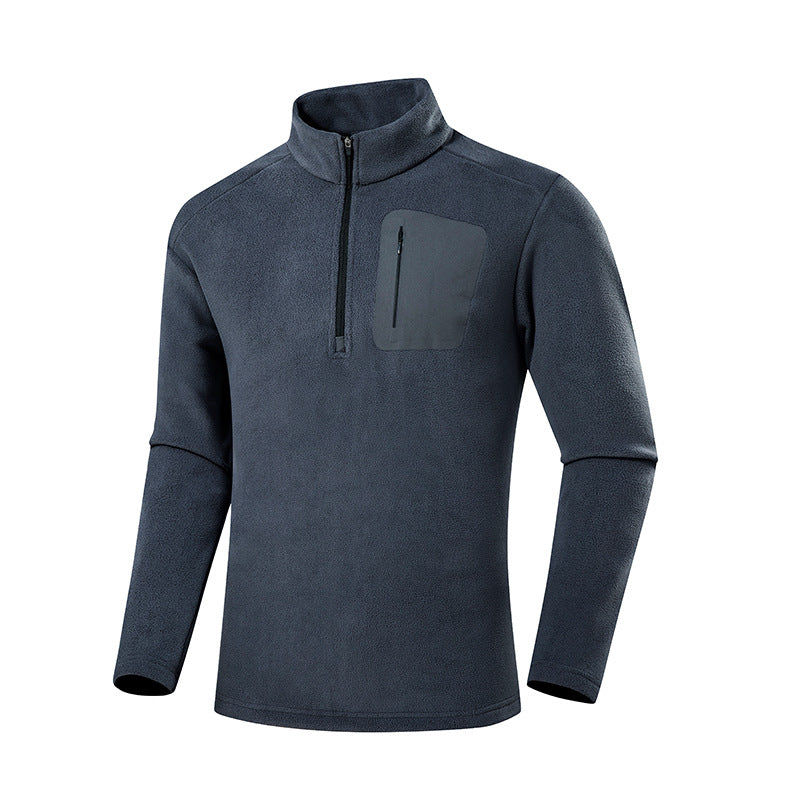 Men's fleece pullover with quarter zip and concealed chest pocket Fashion Glam