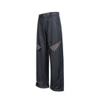 Women's Wide Cargo Pants with Checked Pattern Inserts and Decorative Button Plackets Fashion Glam