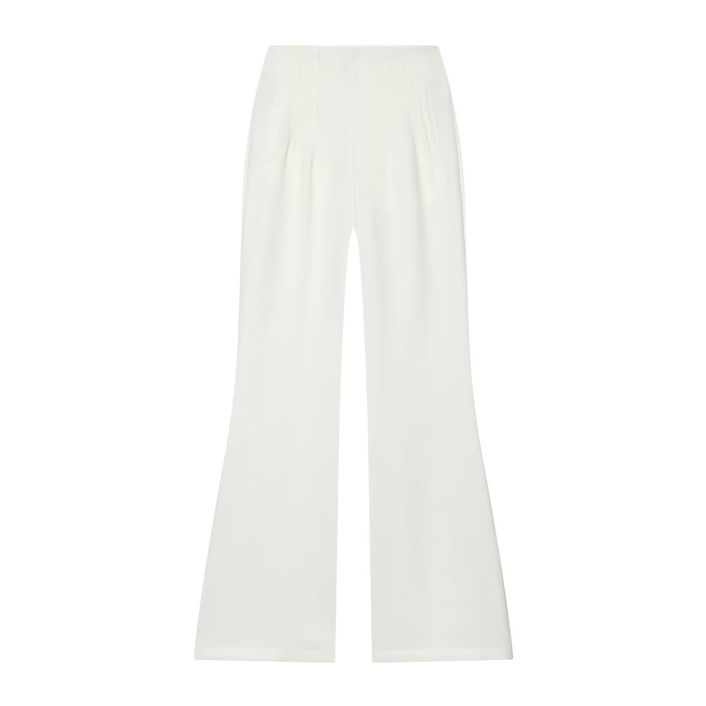 Women's High-Waisted Flare Pants with Wide Leg and Concealed Zipper Pockets Fashion Glam
