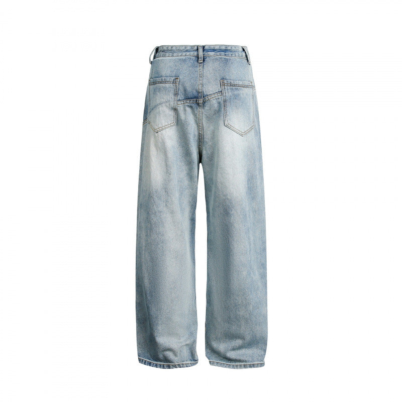 Women's Wide High-Waist Denim Pants with Curved Front Pockets Fashion Glam